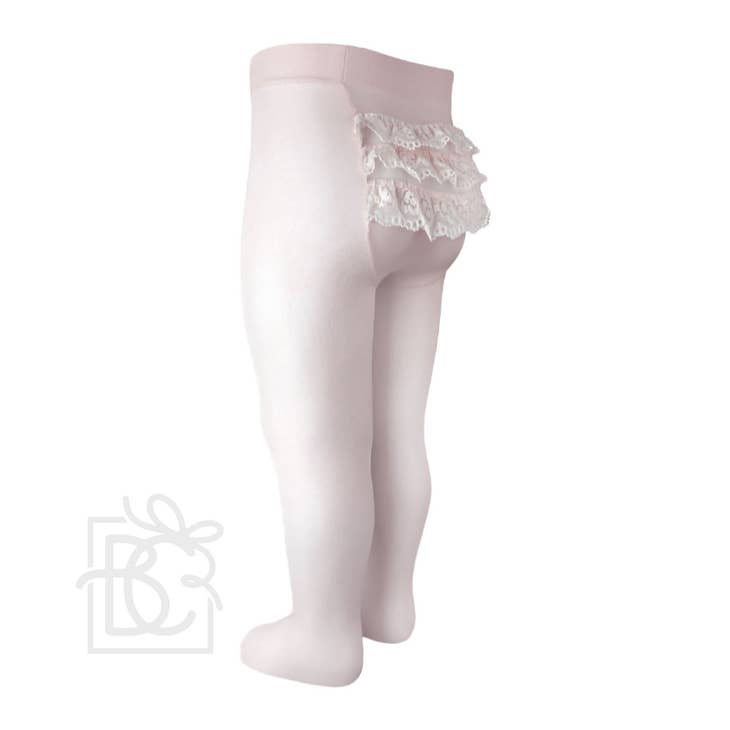 Bottom Lace Microfiber Tights Soft Pink