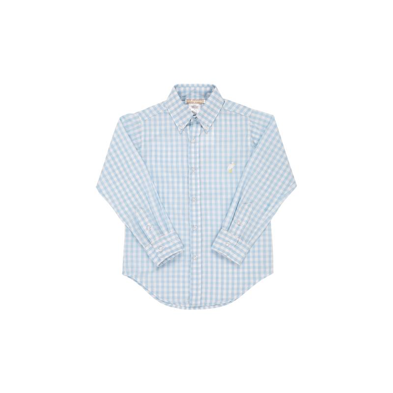 Dean's List Dress Shirt - Buckhead Blue Large Gingham/Multicolor Stork