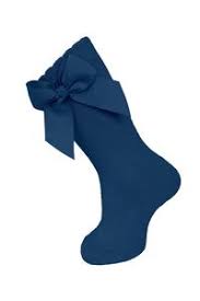 Knee Socks w/ Grosgrain Side Bow - Navy