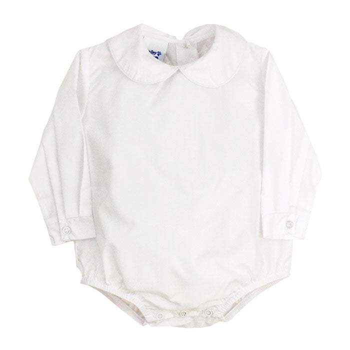 White Peter Pan Collar L/S Bodysuit - Boys (Buttons in Back)