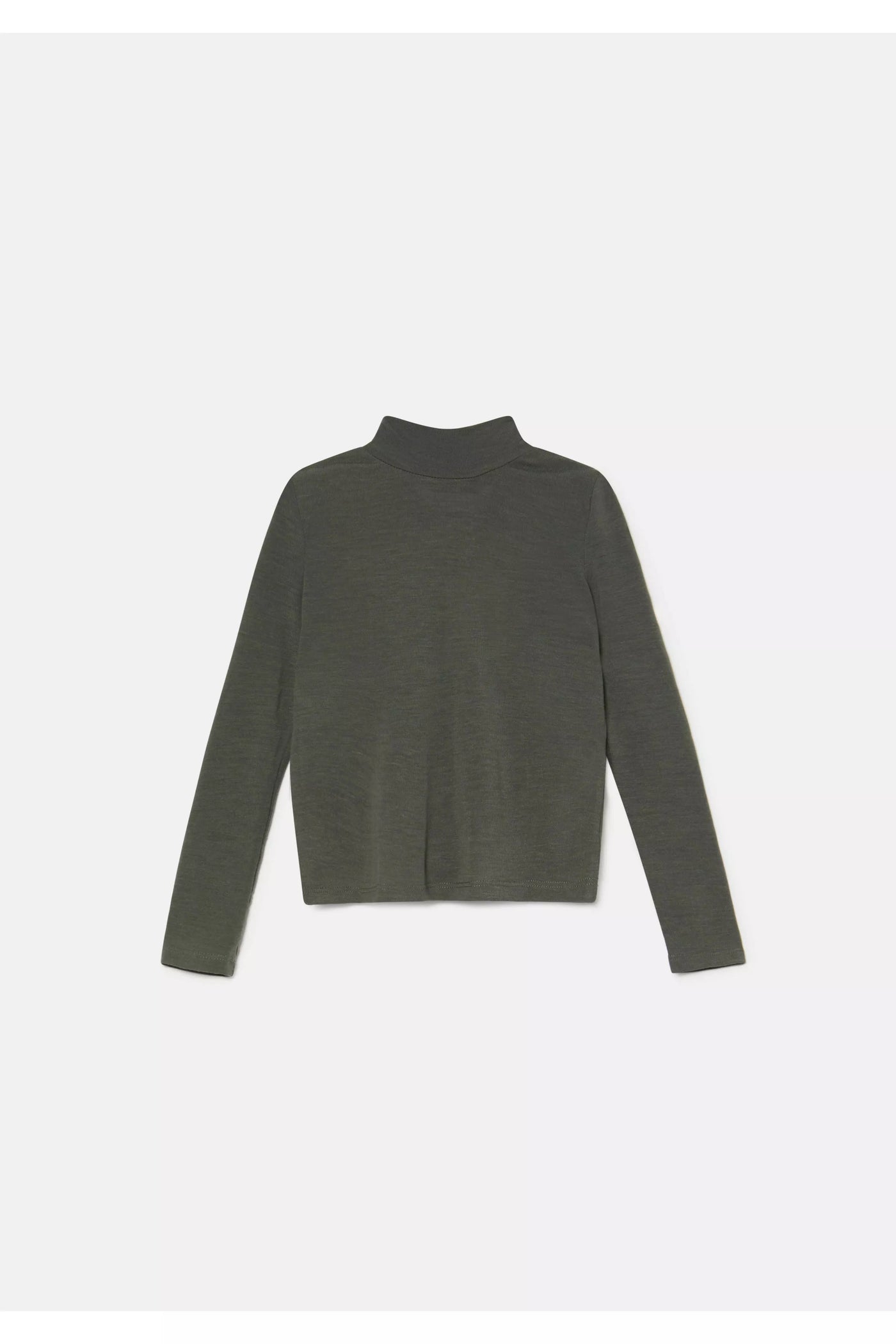 Green LS Flared Fine Knit Sweater w/ High Neck