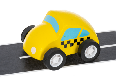 4" Wooden Car with Adhesive Roads - 2 Colors
