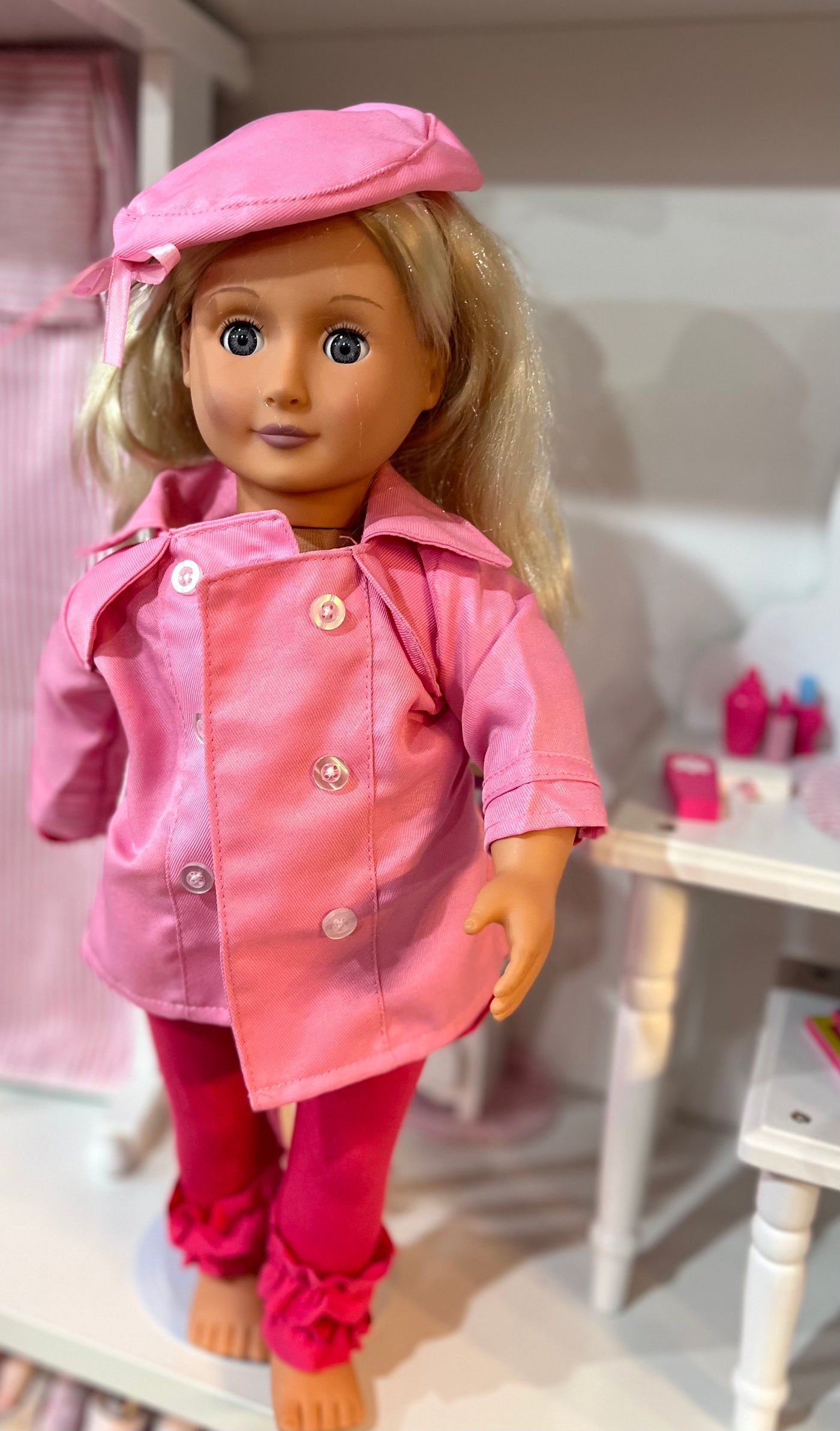 18" Doll Trench Coat - Pink