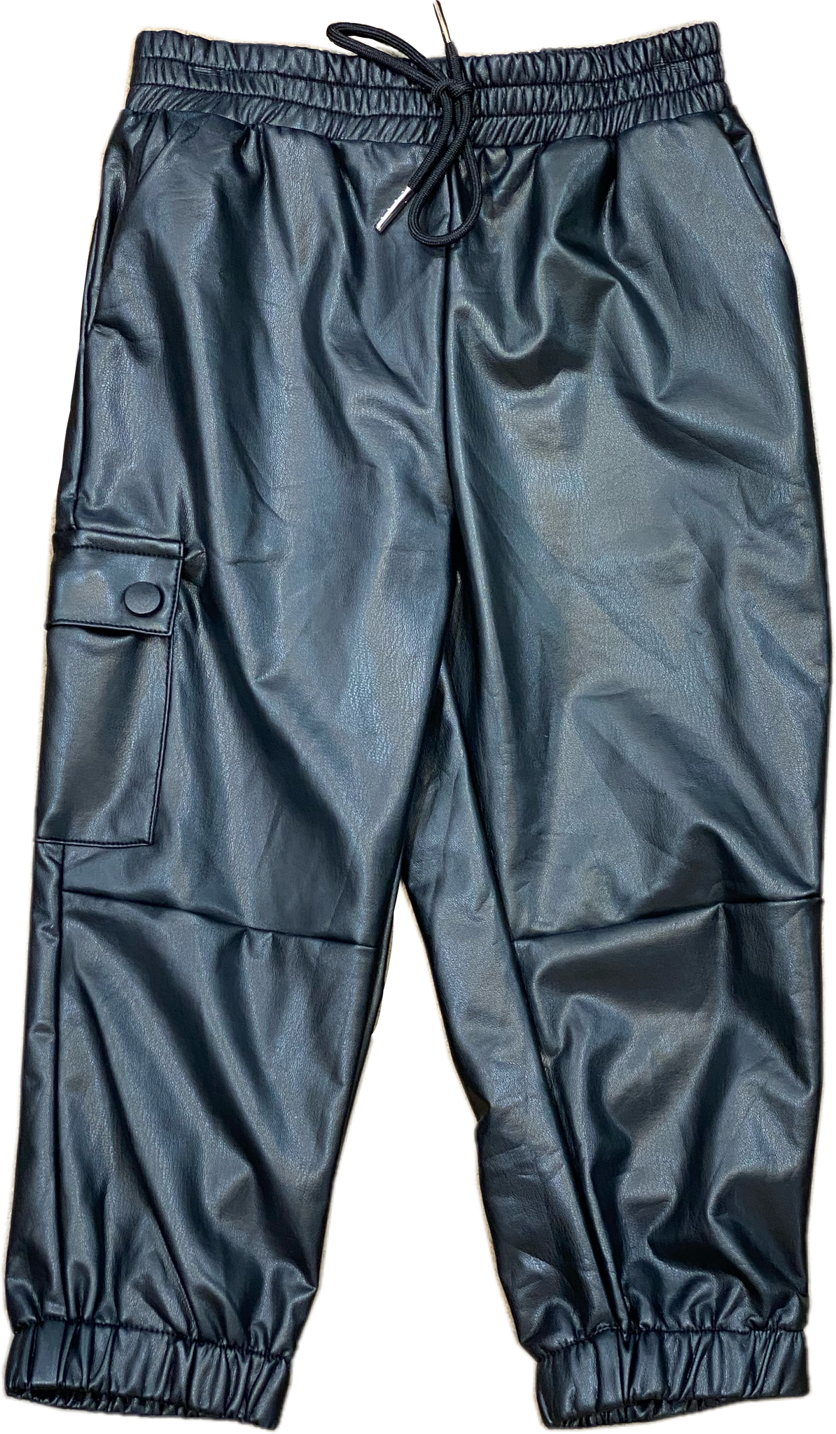 Faux Leather Joggers w/Cargo Pockets