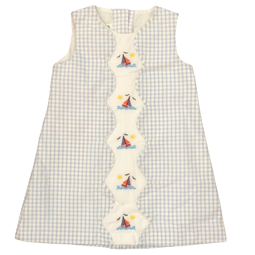 Sailboat Embroidery/Seersucker Dress