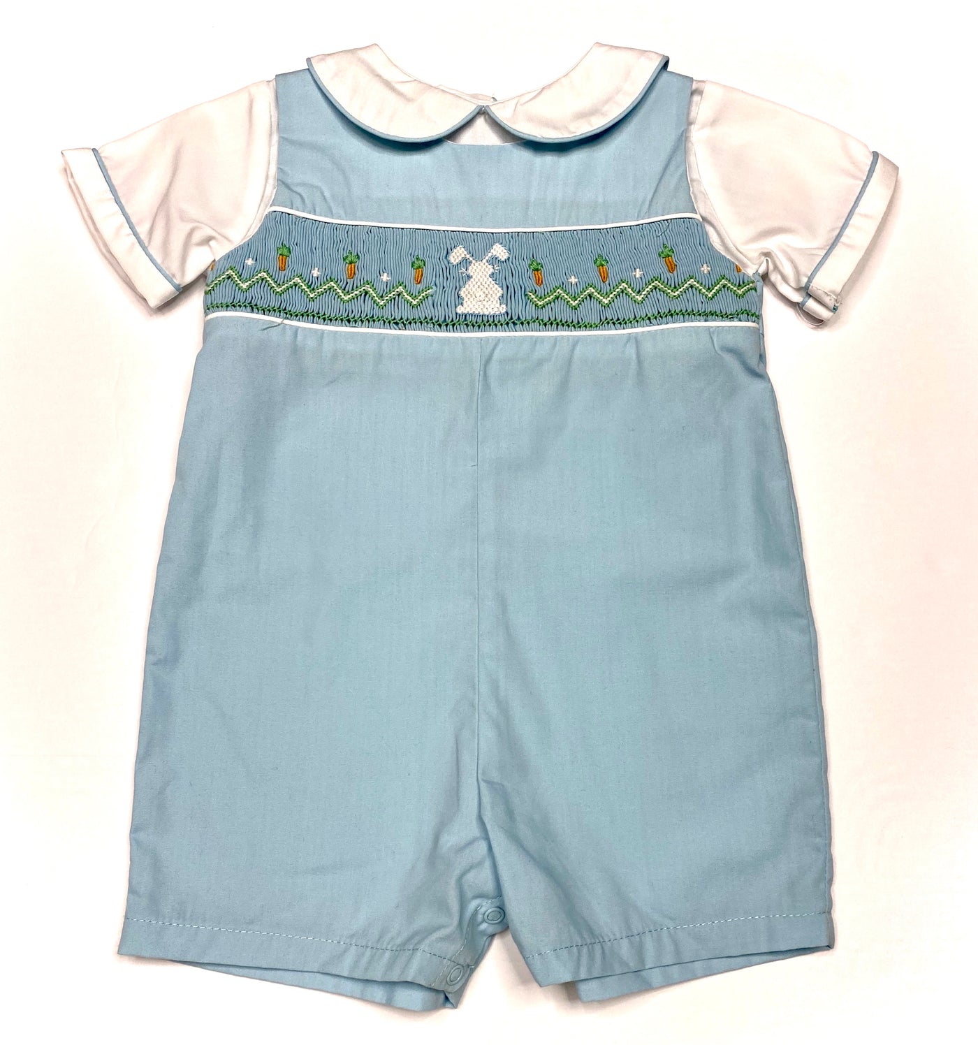 Blue Smocked Bunny Romper Set