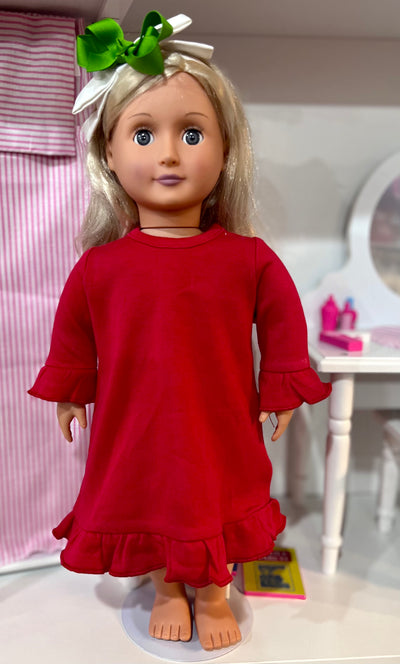 18" Doll LS Ruffle T-Shirt Dress