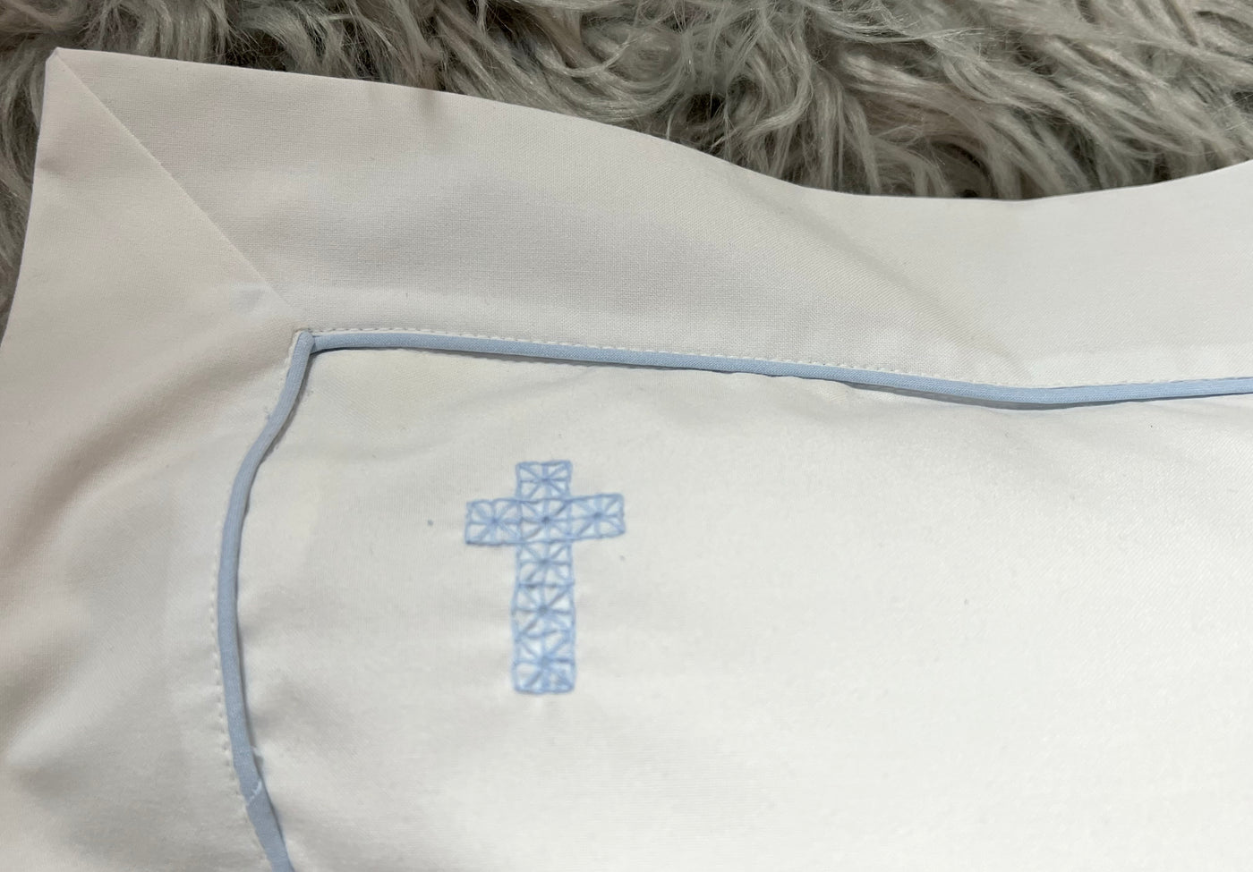 Blue Cross Stitch Pillow Case