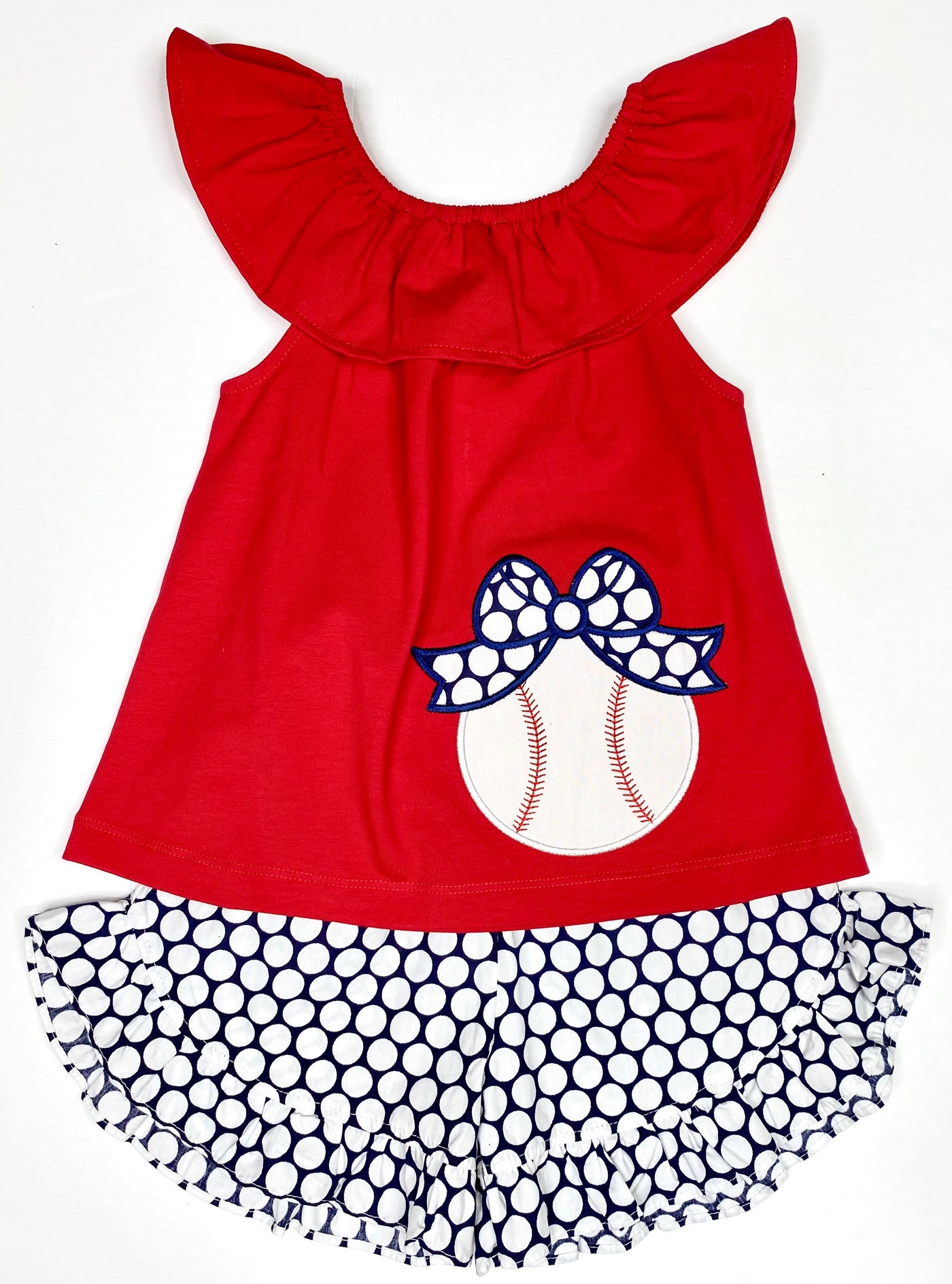 Baseball Girls Set - Polka Dot Shorts