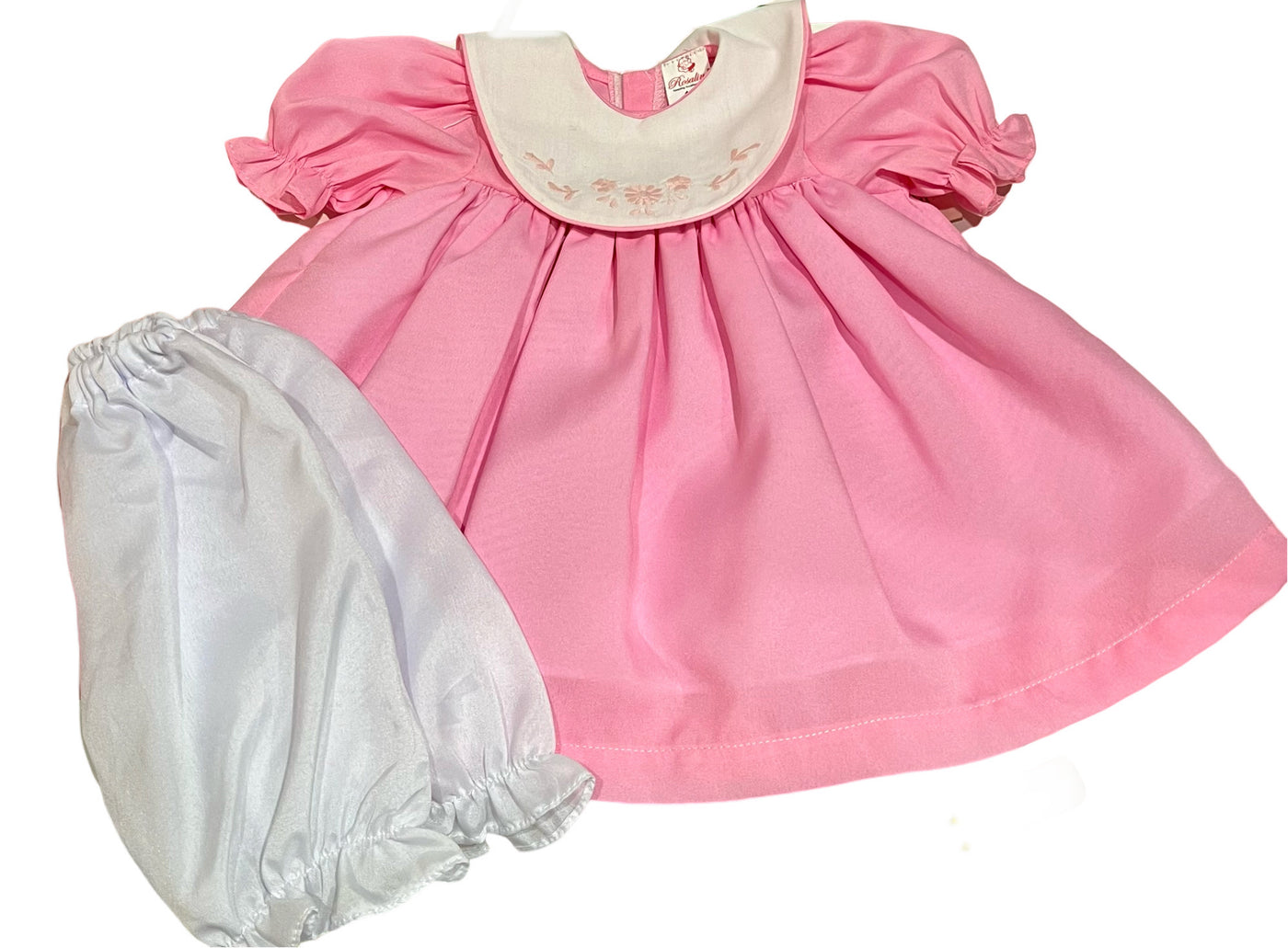 18" Doll Dress Pink w/White Bib
