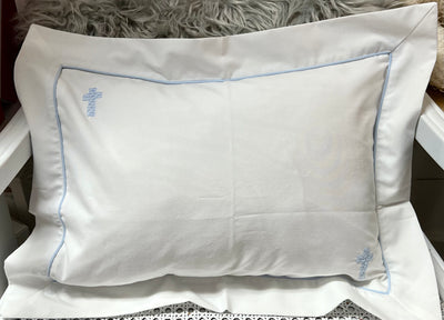 Blue Cross Stitch Pillow Case