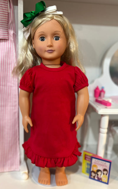 18" Doll SS Ruffle T-Shirt Dress