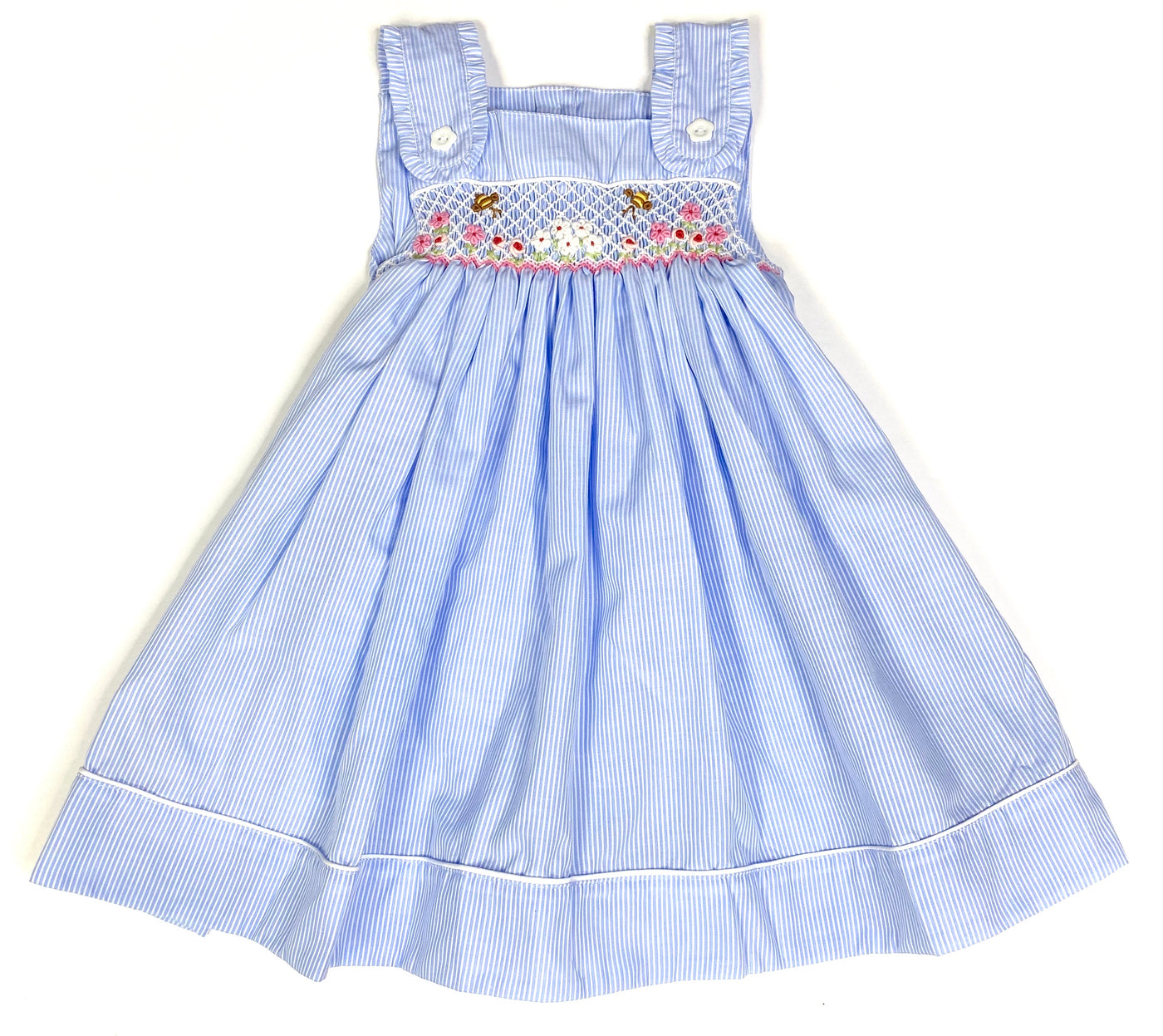 Blue Pin Stripe Flower Dress