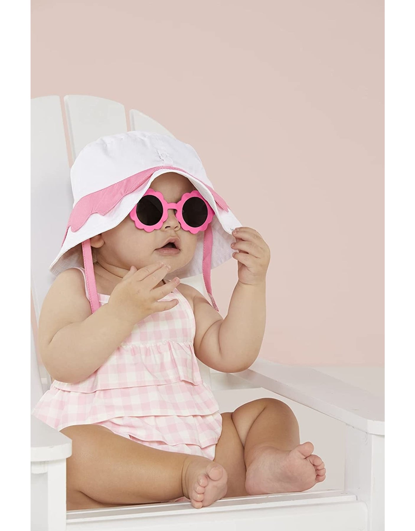 Mud Pie Baby Girls' Bow Sun HAT and Glasses, Blue, 6-18 Months