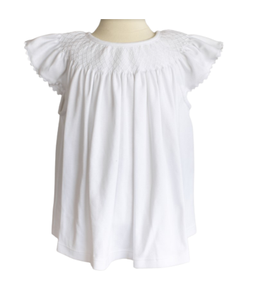 Knit Smocked Striped Millie Top - White