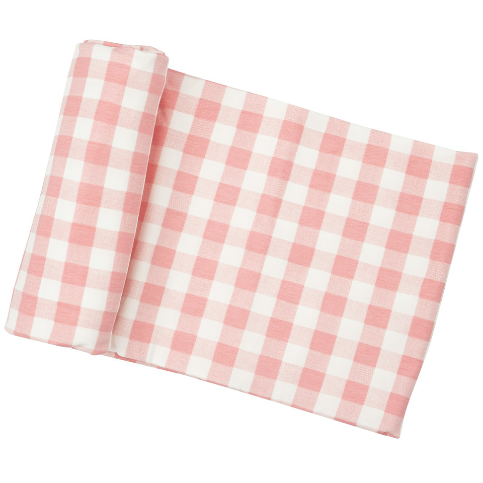 Gingham Swaddle Blanket - Pink