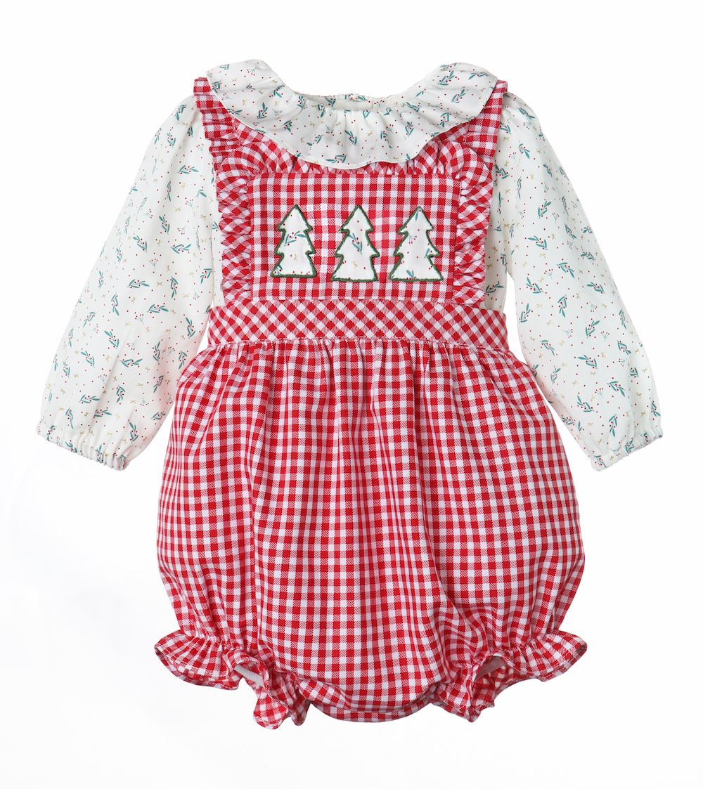 Cottage Check Girl Overall - Red