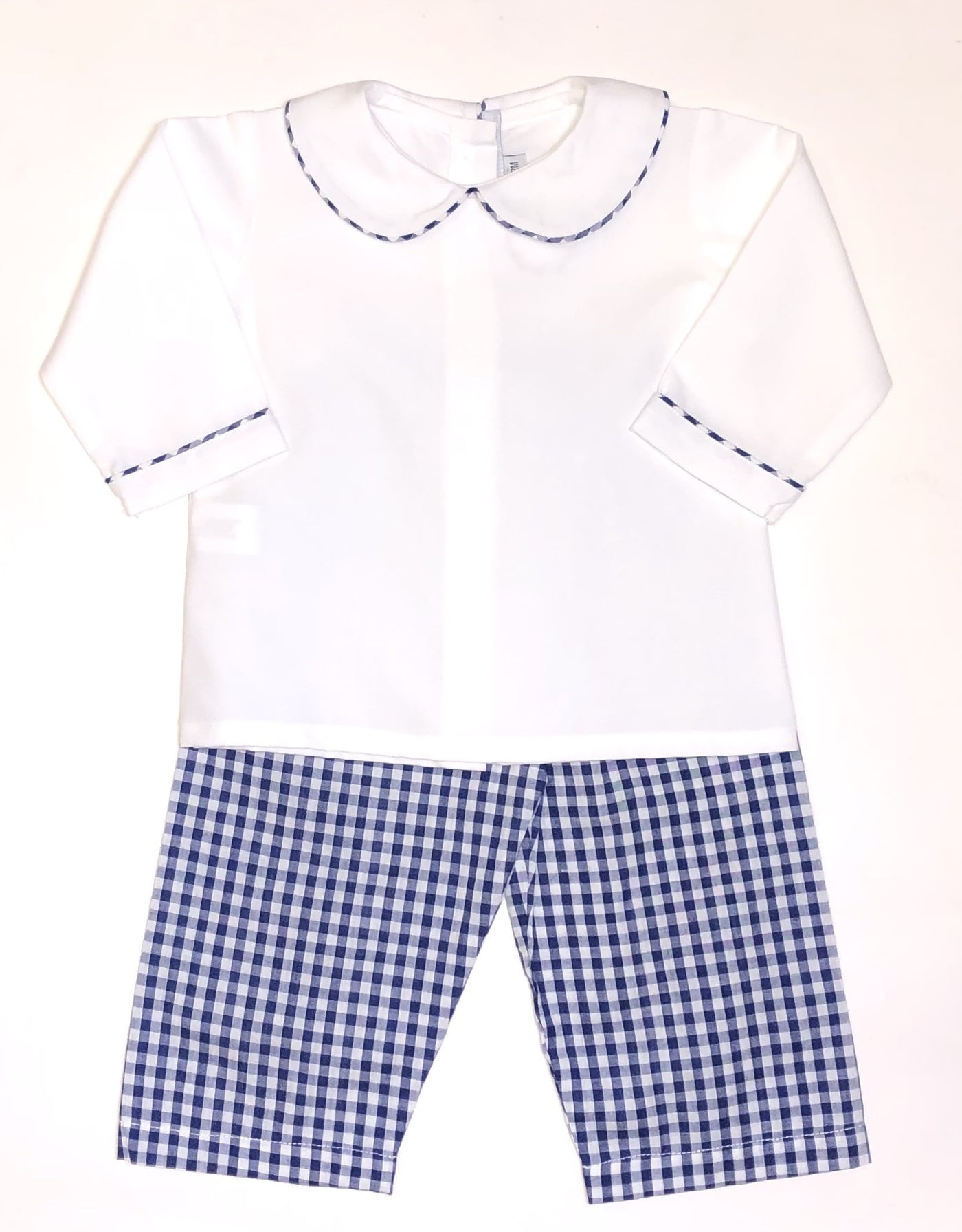 White/Royal Blue Gingham Pants Set